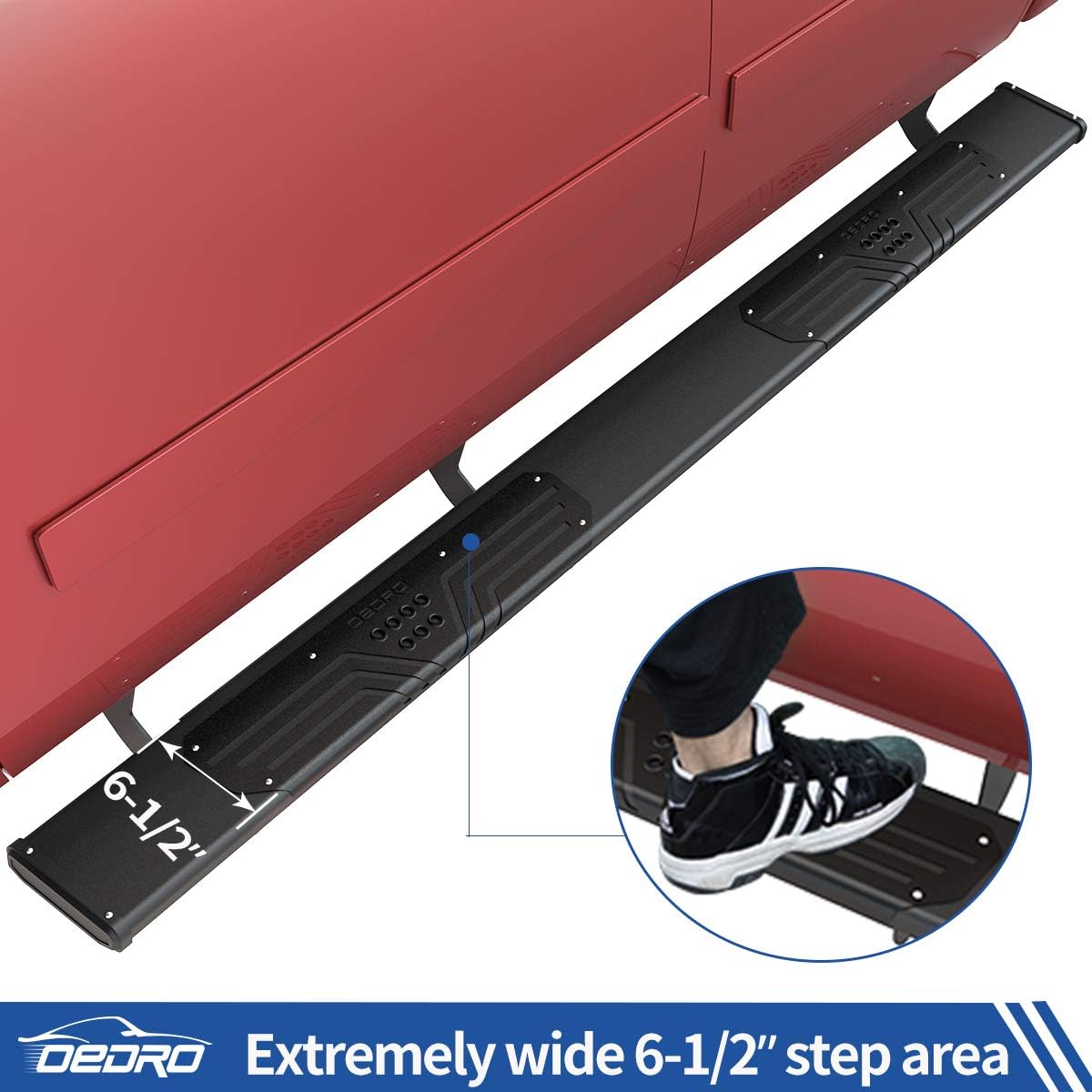 OEDRO 6.5" Running Boards Compatible with 2019-2023 Chevy Silverado/GMC Sierra 1500 Crew Cab, 2020-2023 Silverado/Sierra 2500 3500HD, Aluminum Side Steps Rails Nerf Bars, Black Textured