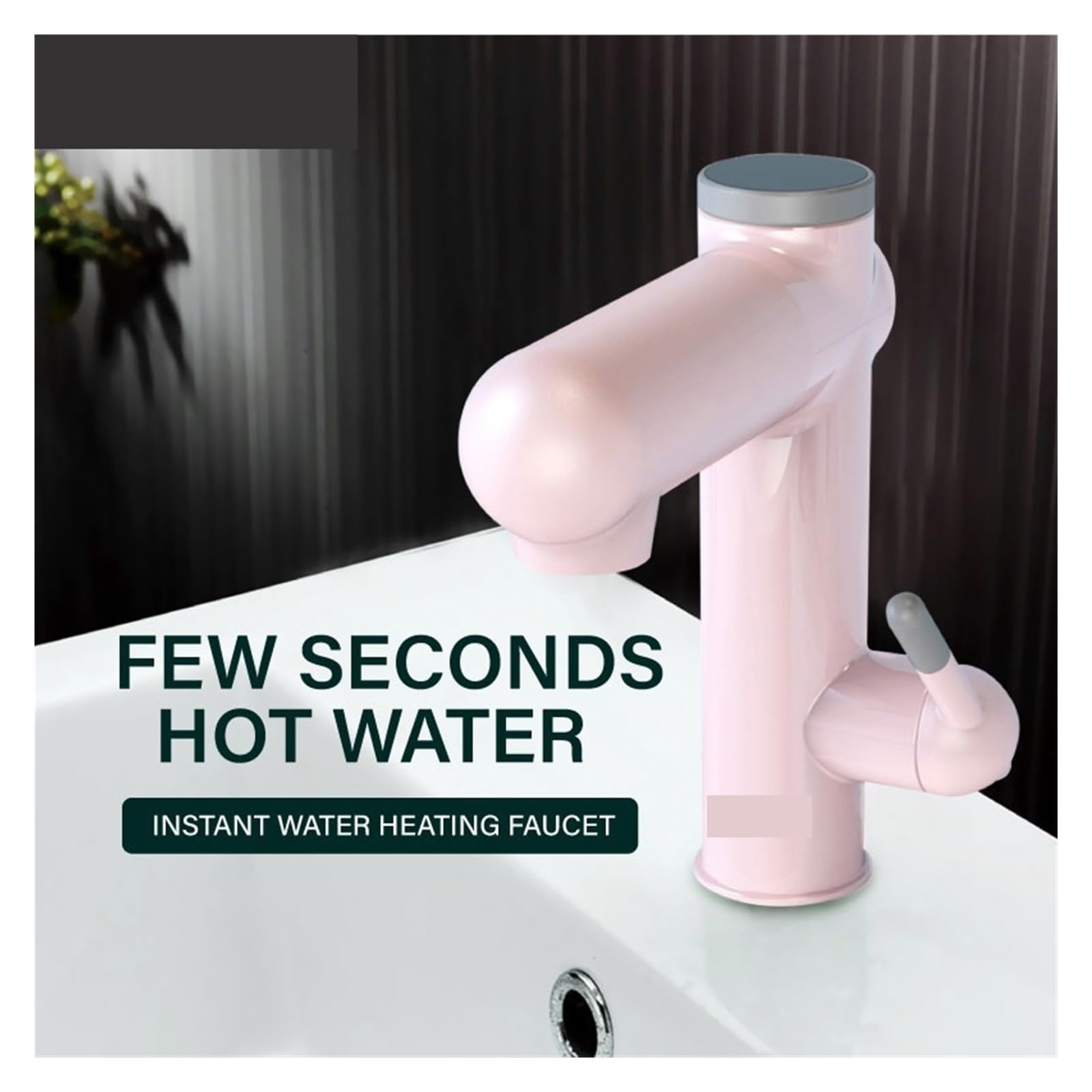 Scaldabagno elettrico Acqua calda istantanea che scorre Rubinetto elettrico 2 in 1 Rubinetto da cucina Bagno LED digitale(Pink)