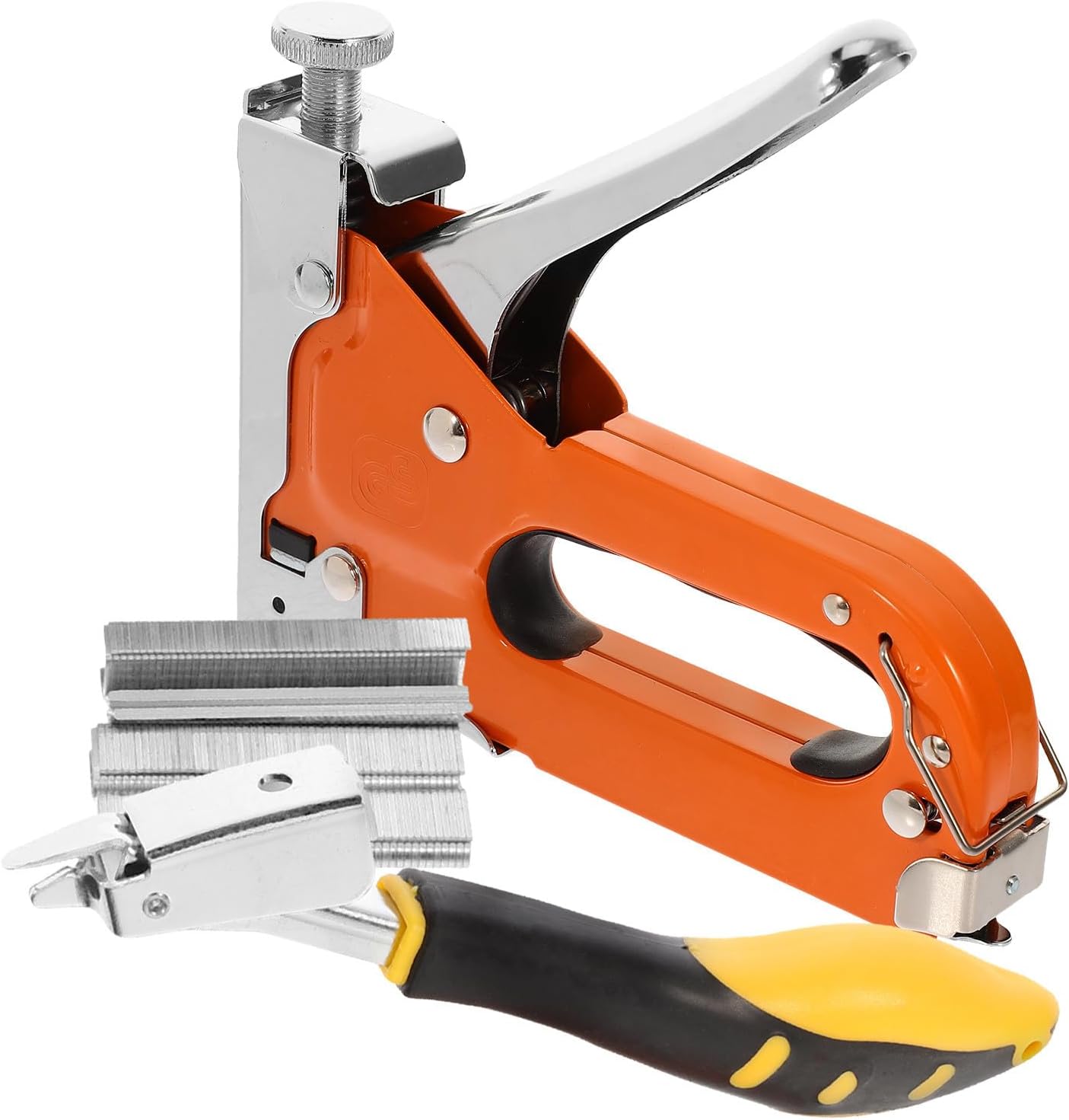 Manual Staple Gun Kit with Staple Remover Portable Woodworking Stapler Tool for Upholstery and Carpentry Heavy Duty DIY Stapling Set