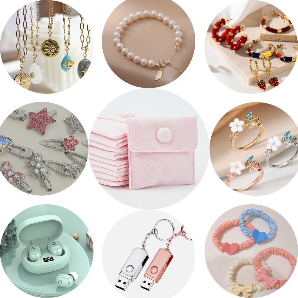 6 Samtbeutel Mit Druckknopf - Elegante Schmuckaufbewahrung In 6 Farben