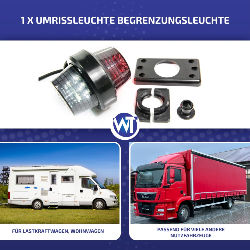 Luce per sagoma Old School tuning DARK grafite sospesa, luce di posizione 12 V 24 V arancione e rosso per camion, auto, rimorchi, caravan, ecc. 1 pezzo