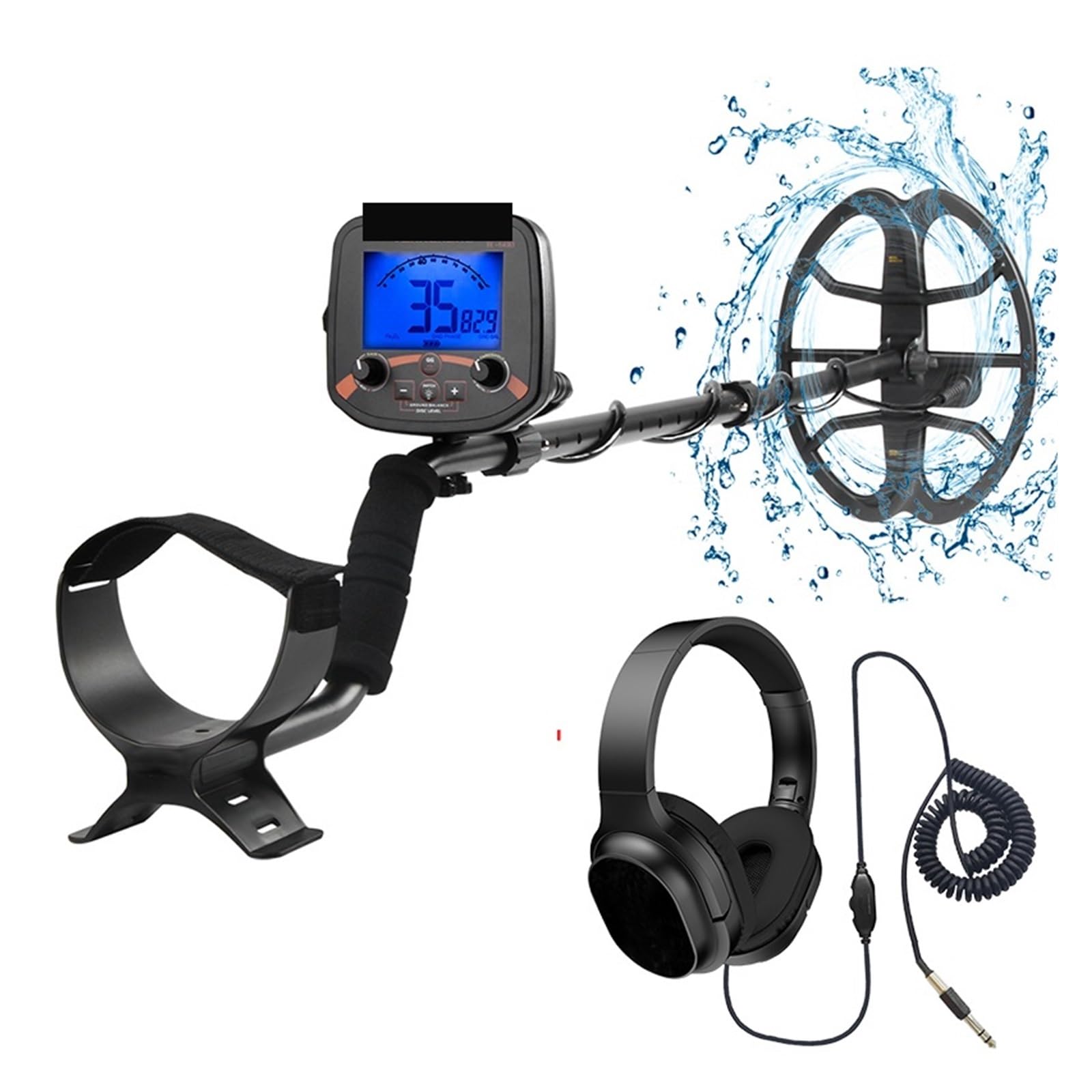 Metal Detector, TC-600 Metal Detector Professional Underground Depth Gold Detector Treasure 19.2KHZ High Frequency Pinpoint Detecting(with Earphone)