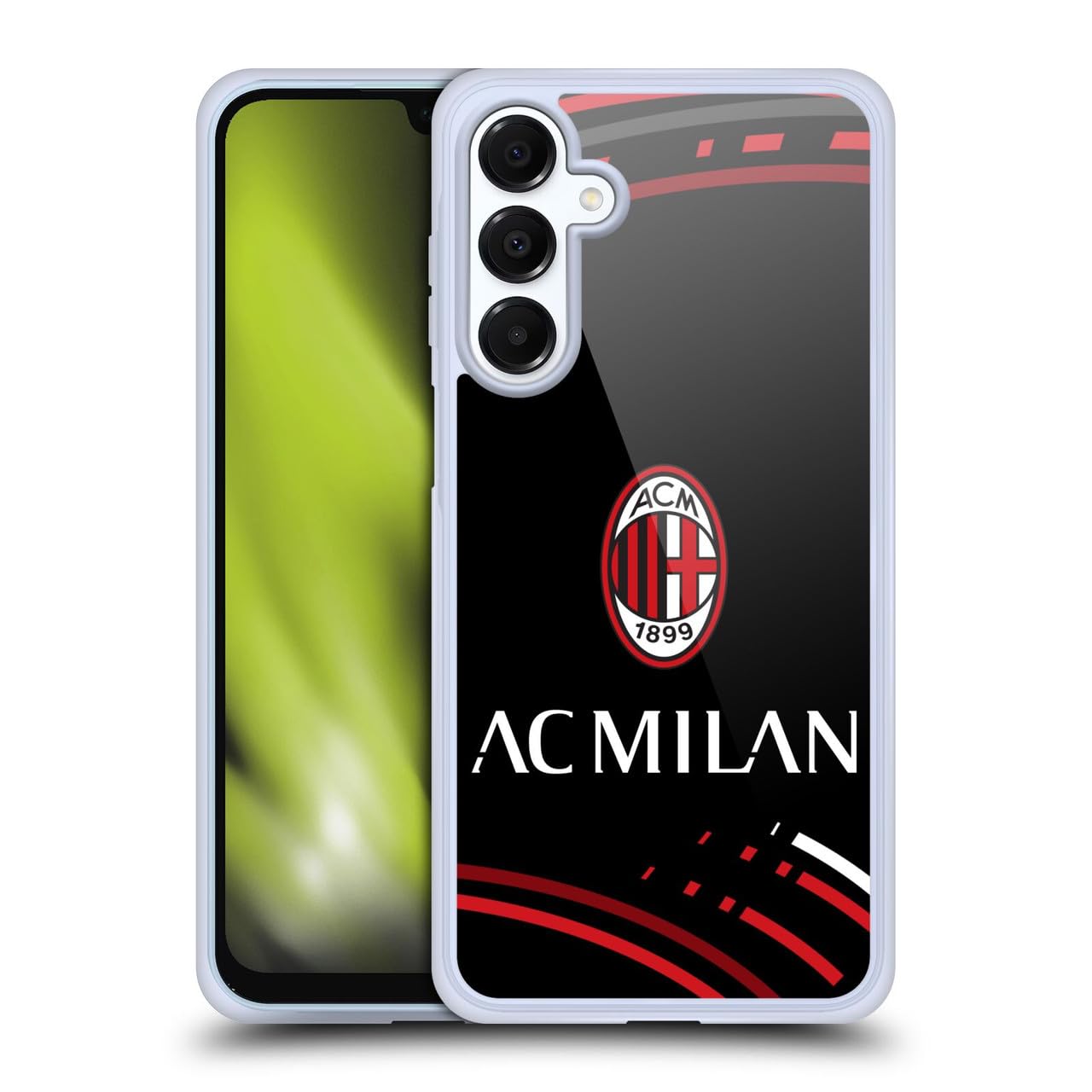 Head Case Designs Licenza Ufficiale AC Milan Curvato Modelli Cresta Custodia in Gel [Protezione di Grado Militare] Compatibile con Samsung Galaxy A16 5G E Compatibile con MagSafe