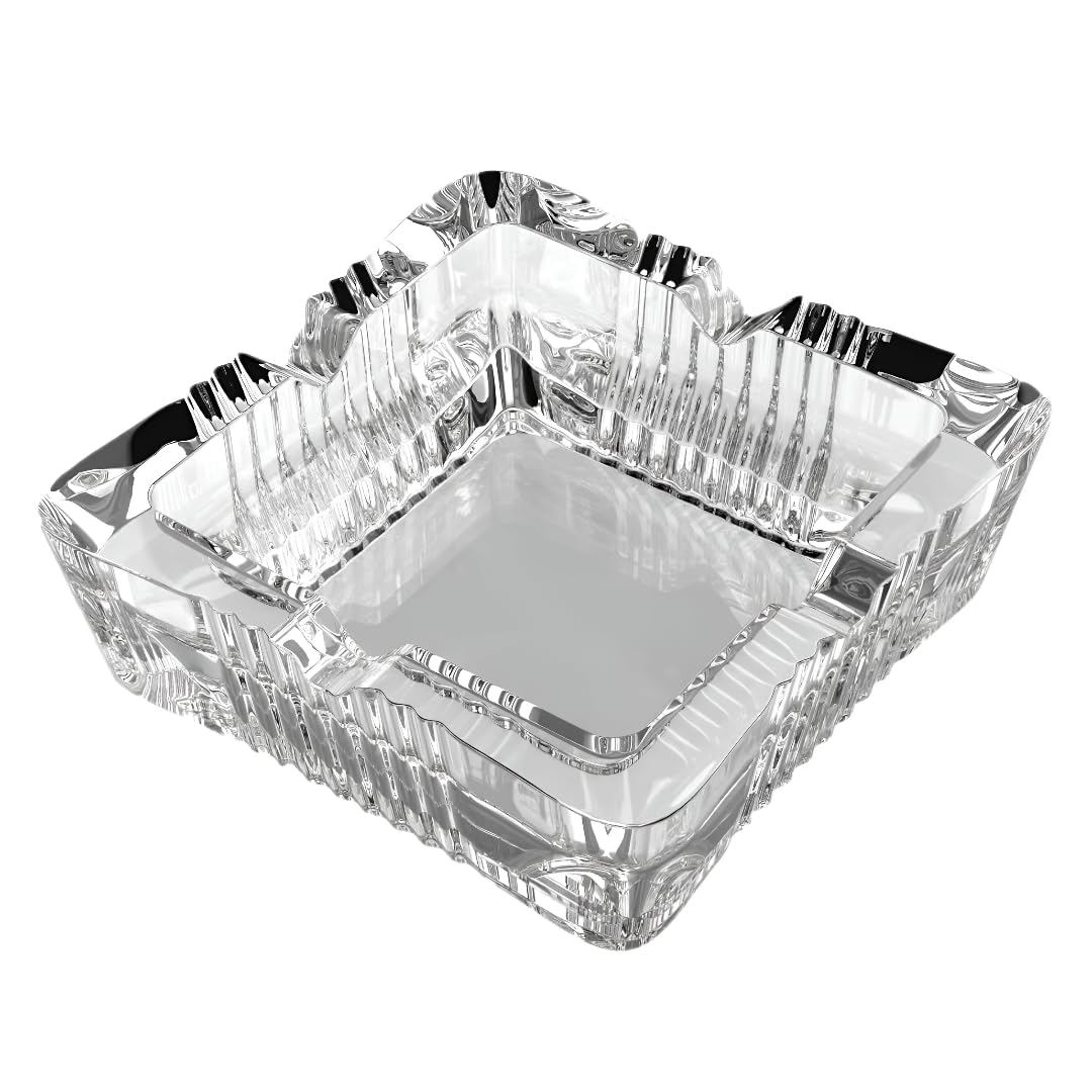 MeeTo Square Glass Lined Ashtrays for Cigarettes, Portable Decorative Modern Ashtray for Home Office In/Outdoor Tabletop Beautiful Decoration Craft Patio Use, Fancy Cool Ash Holder Case,Pack Of 1