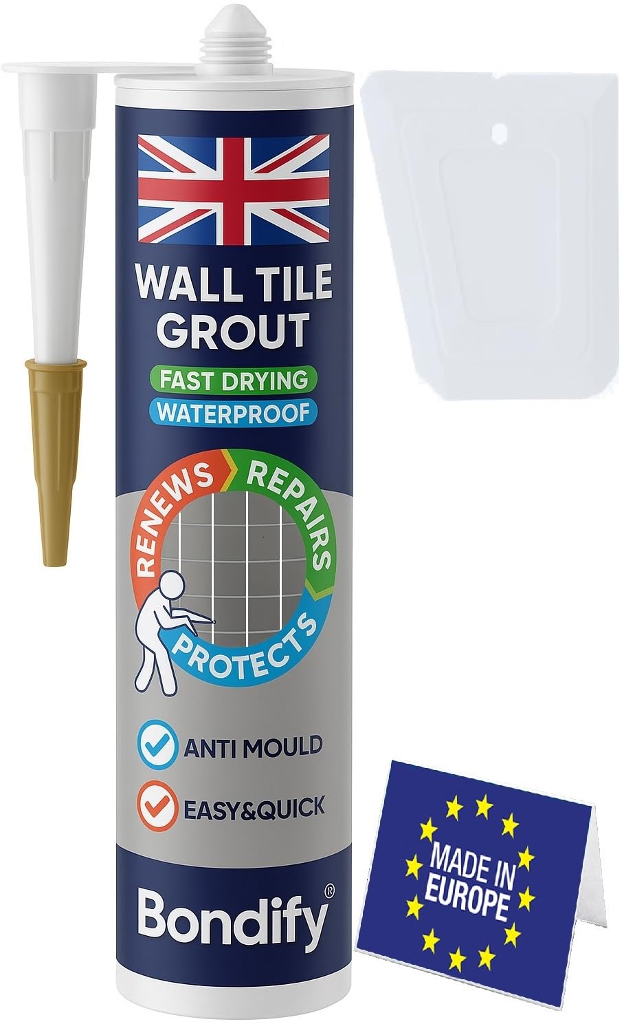 Kit Riparazione Fughe Piastrelle Bianco, Asciugatura Rapida 450g, ANTI-MUFFA Stucco per Piastrelle Bagno & Doccia, Grout Repair Kit White Stucco per Fughe Pavimento, Sigillante per Malta