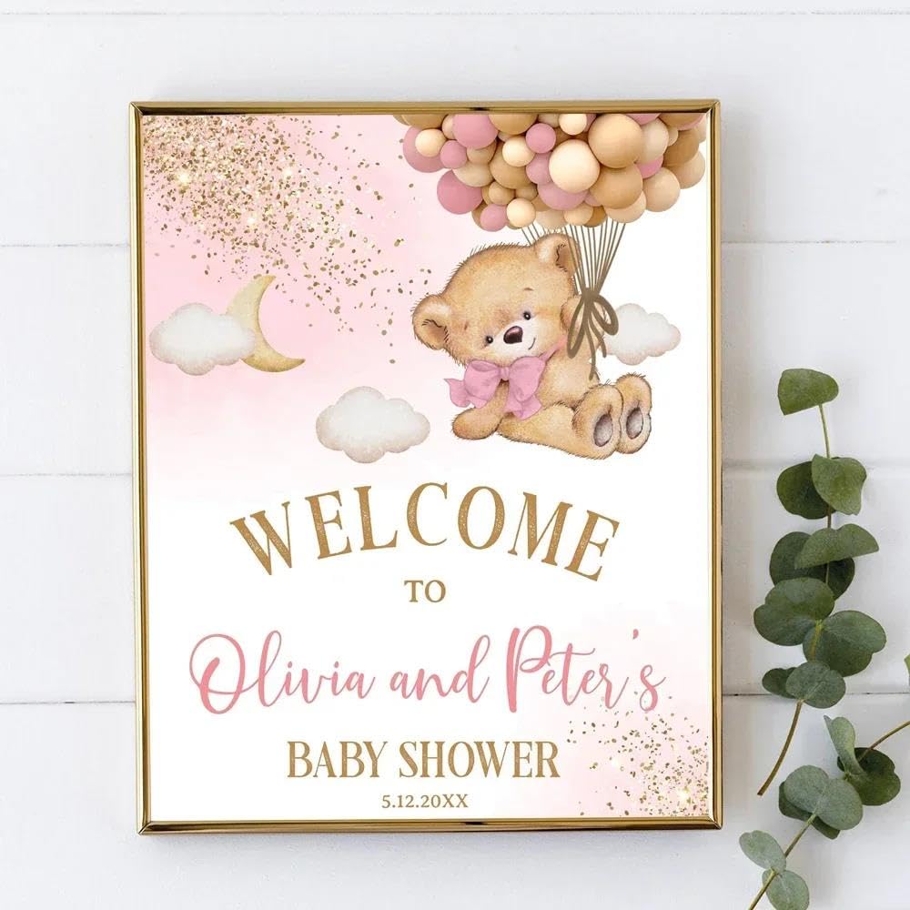 Festone Compleanno Personalizzato Tema Baby Shower Orsetto Rosa E Cele - Foto 3