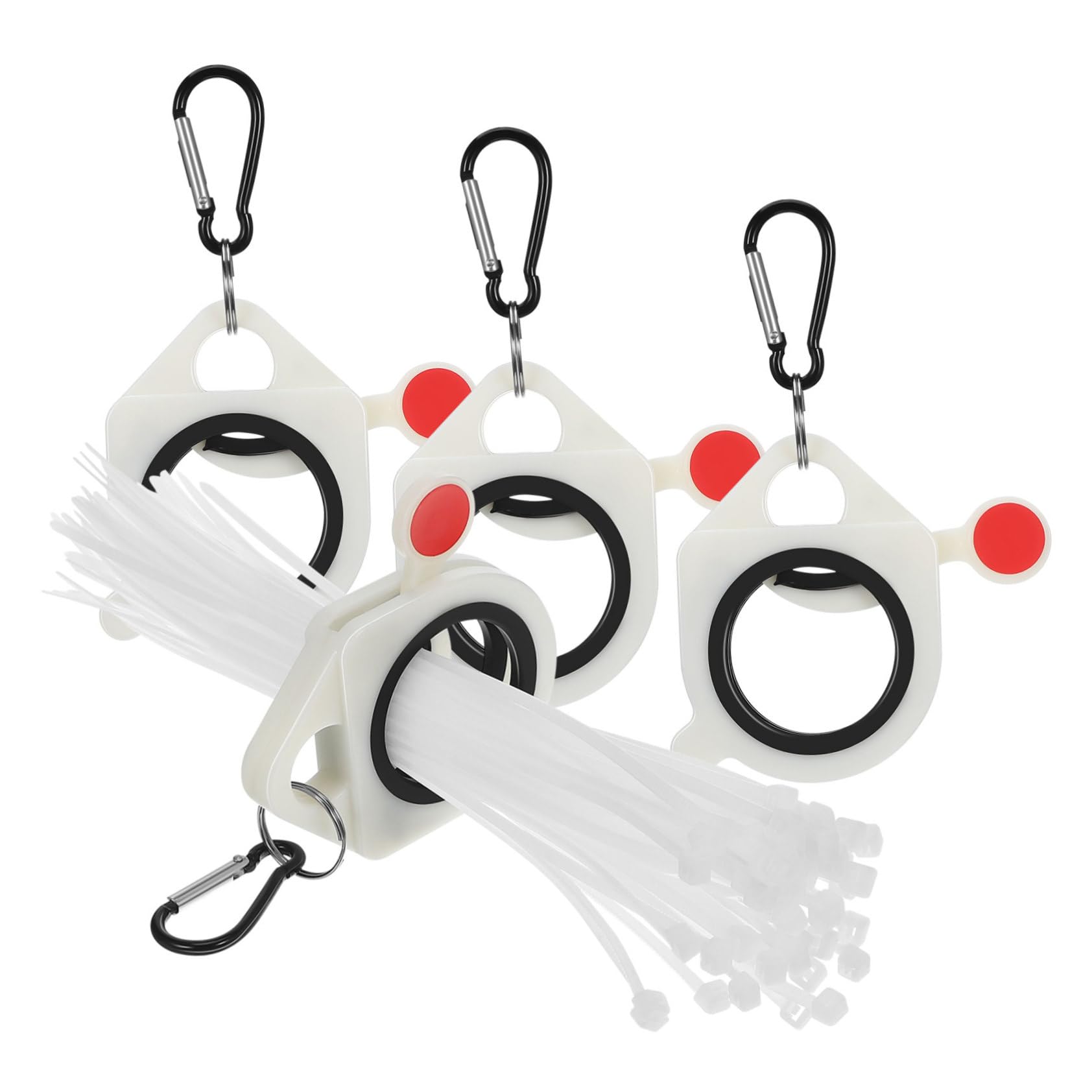 DIYEAH 4pcs Luminous Zip Tie Storage Organizer with Carabiner Hook Portable and Lightweight Zip Tie Holder for Easy Access and Large Capacity Cord Management