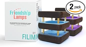 Friendship Lamp® by Filimin Set of 2 Long Distance Touch Lamps – WiFi Connected, Long Distance Gifts, Touch Activated Table Lamp, Long Distance Friendship Gifts, LED Light - Mini Mid Kona/Gold