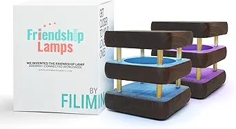 Friendship Lamp® by Filimin Set of 2 Long Distance Touch Lamps – WiFi Connected, Long Distance Gifts, Touch Activated Table Lamp, Long Distance Friendship Gifts, LED Light - Mini Mid Kona/Gold