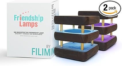 Friendship Lamp® by Filimin Set of 2 Long Distance Touch Lamps – WiFi Connected, Long Distance Gifts, Touch Activated Table Lamp, Long Distance Friendship Gifts, LED Light - Mini Mid Kona/Gold