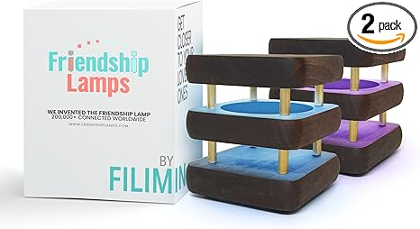 Friendship Lamp® by Filimin Set of 2 Long Distance Touch Lamps – WiFi Connected, Long Distance Gifts, Touch Activated Table Lamp, Long Distance Friendship Gifts, LED Light - Mini Mid Kona/Gold