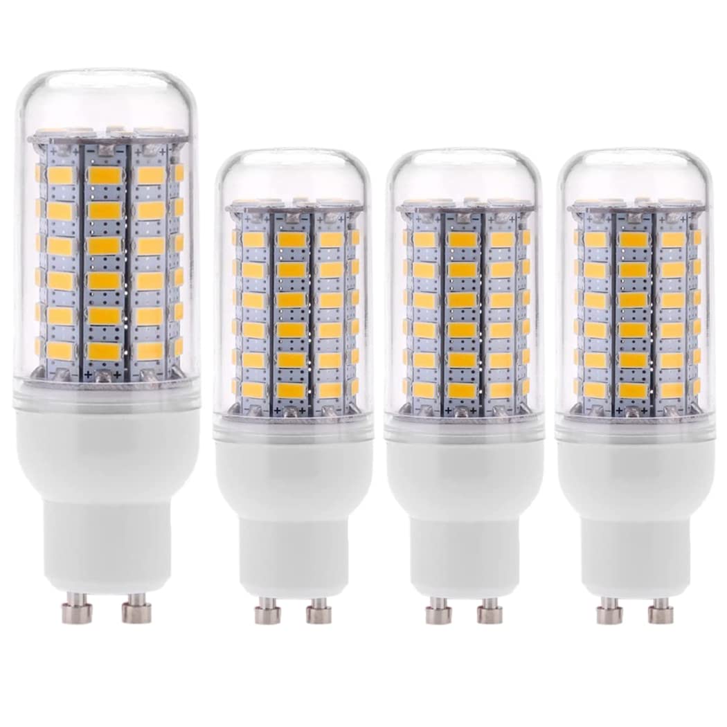 MERCU Super Bright GU10 LED Corn Bulbs Warm White 3000K, LED 5730 SMD 360° Beam Angle Energy Saving Light Bulbs, Not Dimmable, AC 110V/240V, Pack of 4,8W~56LED,110V~130V