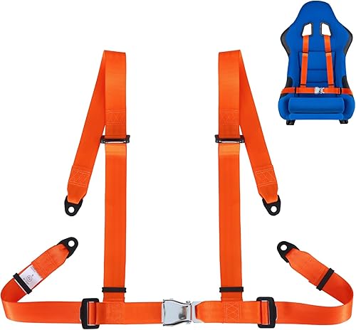 Yakitoko Juego de arnés de seguridad universal de 4 puntos de 2 pulgadas para Go Kart, UTV, ATV, Racing Orange (FJKORANGE)