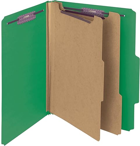 Smead Carpeta de archivos de clasificación PressGuard con cierres SafeSHIELD, 2 divisores, expansión de 2 pulgadas, tamaño carta, verde, 10 por caja