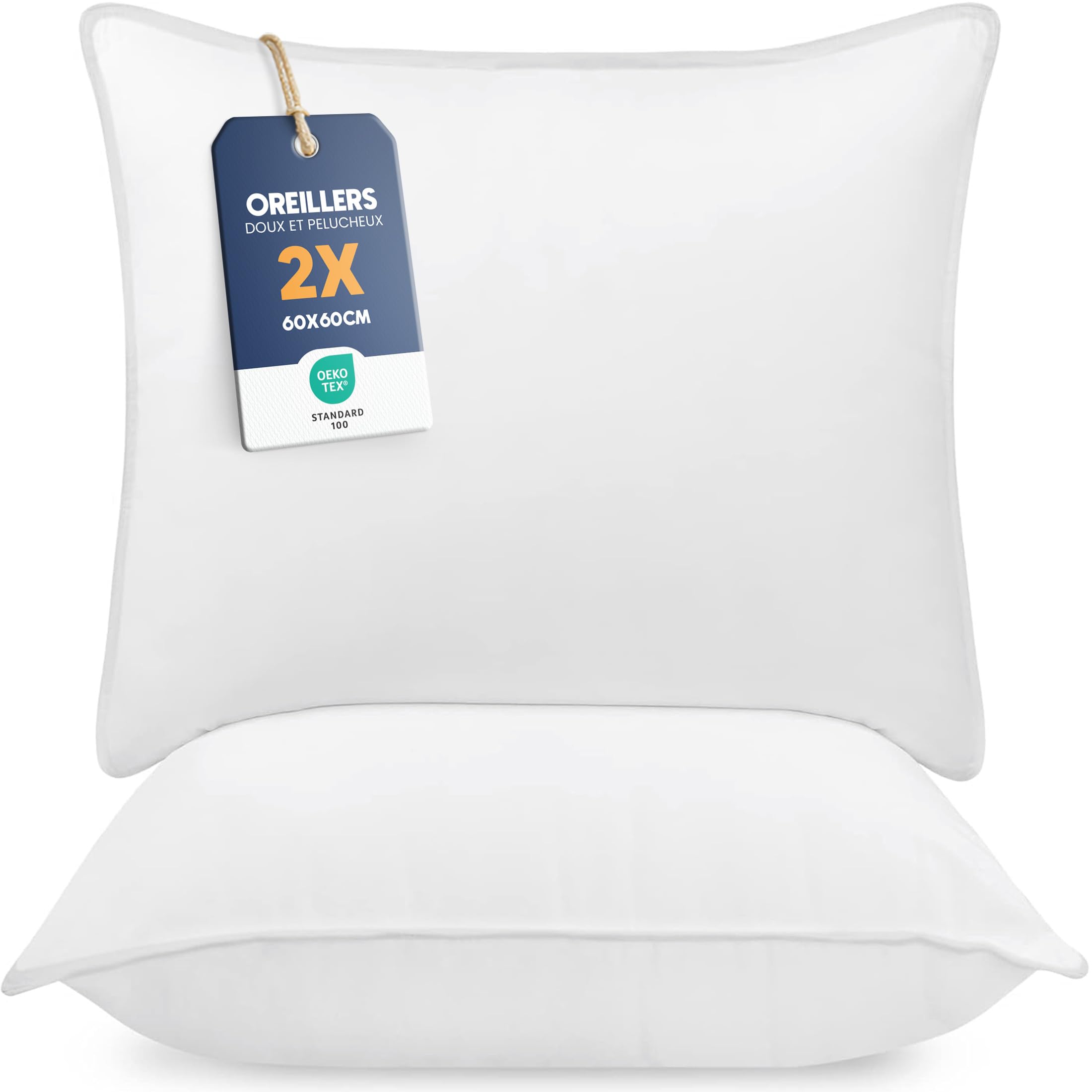 Utopia Bedding Pillow (Pack of 2), 60 x 60 cm, Sleeping Pillow, Breathable and Soft Pillow (White)
