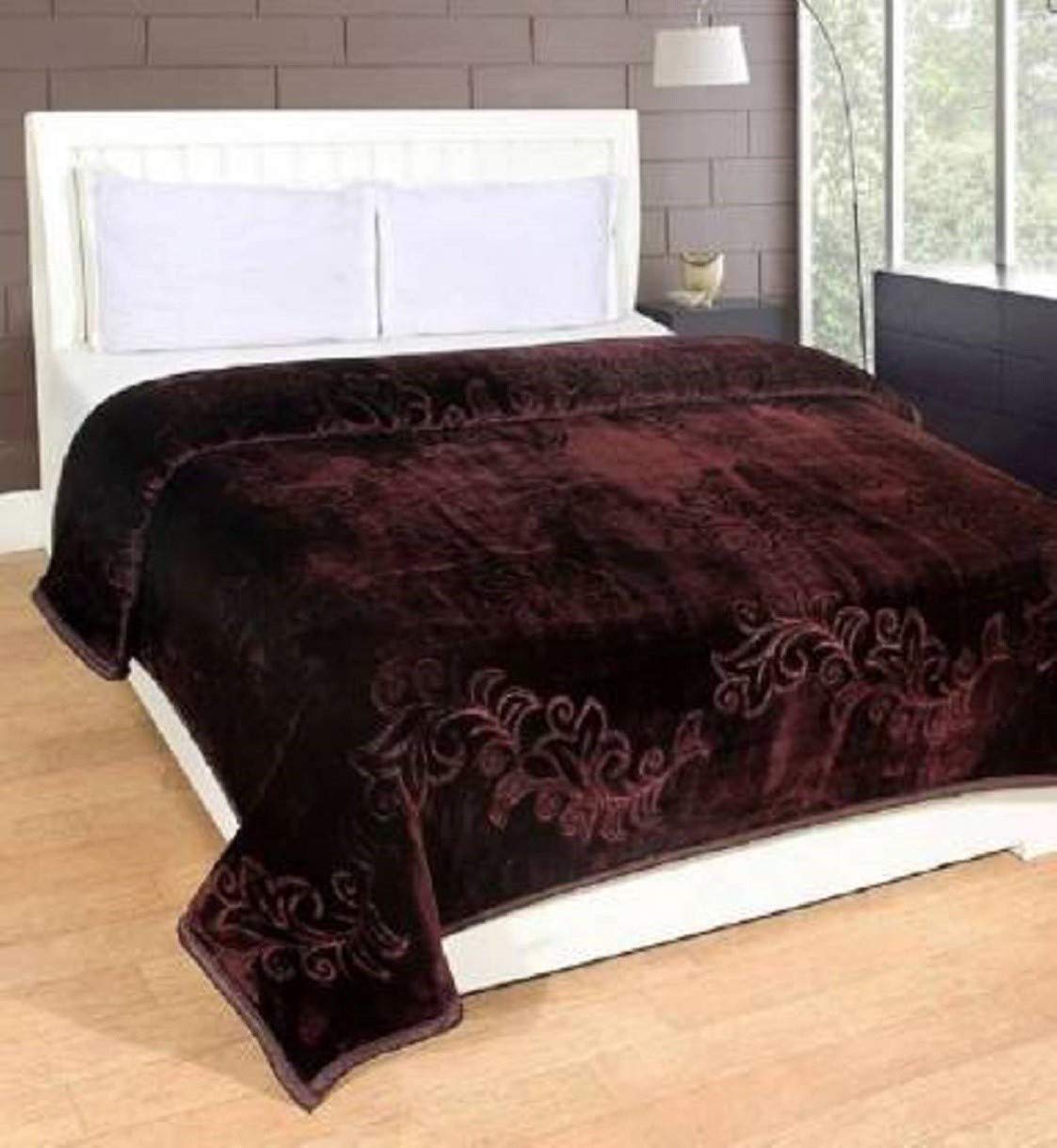 CHANGERS Embossed Blankets,Quilt,duvets,dohar,Quilt,duvets,dohar Solid Colour Ultra Soft Floral Double Bed Heavy Mink Winter Blanket-image-47