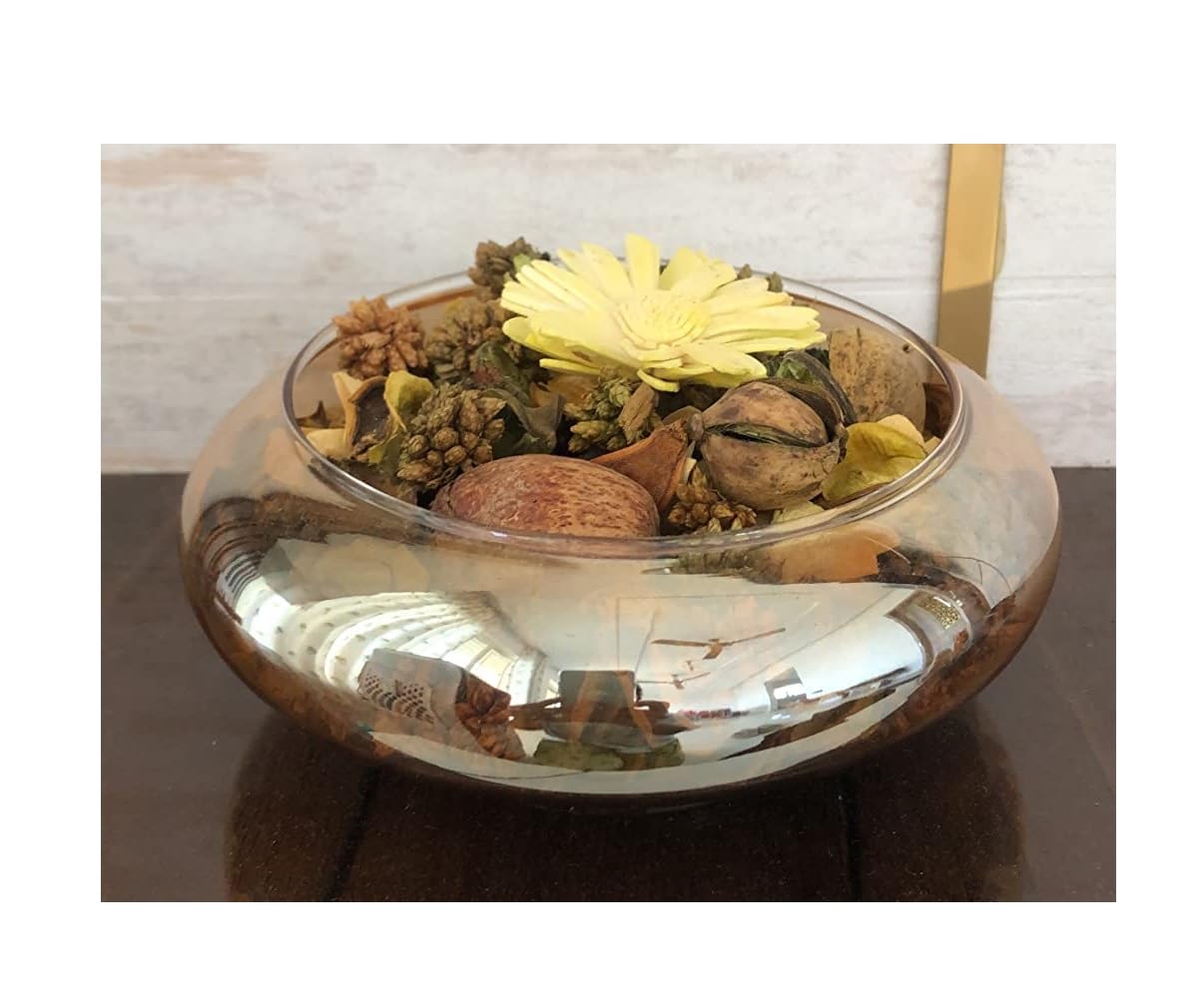 SPHINX Decorative Glass Bowl,Uruli Terrarium, Succulent Bamboo Planter, Floating Candles Holder, Feng shui items for home office, gift– (Amber, 3X 6 Inch)