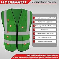Vista 39 de HYCOPROT High Visibility Mesh Safety Reflective Vest with Pockets and Zipper, Meets ANSI/ISEA Standards