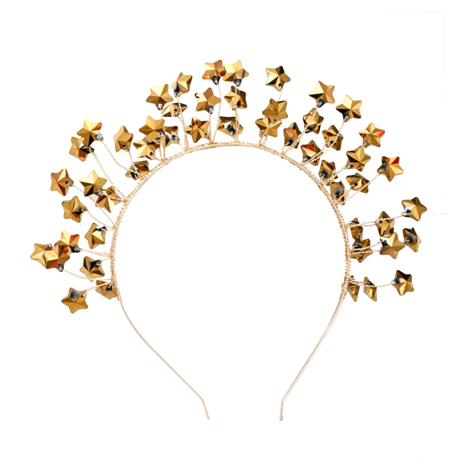 Bohue Star Headband Vintage Halo Crown Headpiece Star Halo Wedding Tiara Hair Hoop Crown Costume Spike Head Piece for Women Girls
