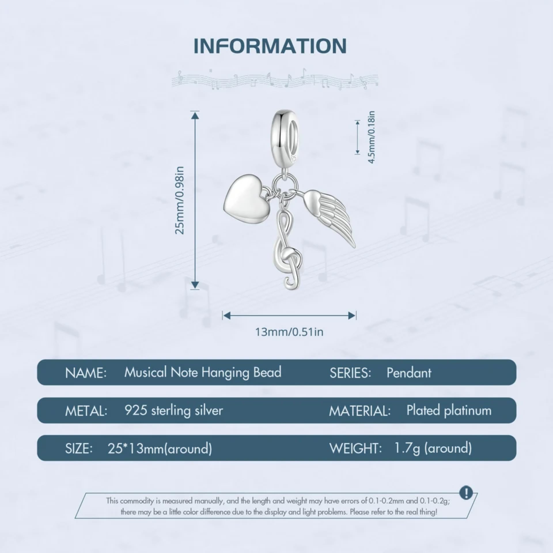 925 Srebro Sterlingowe Nuta Wisiorek Charms Gitara Koraliki dla Kobiet Bransoletka I Naszyjnik Bi偶uteria DIY