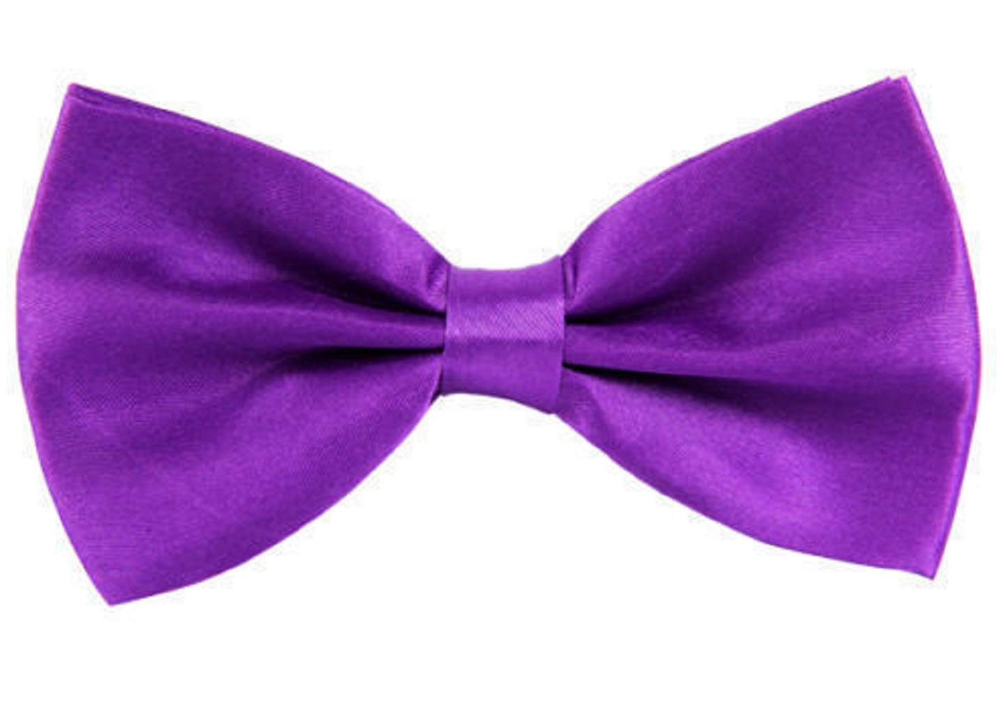 L&L® Mens Pre Tied Plain Satin Clip On Bow tie Wedding Party Fancy (Purple)