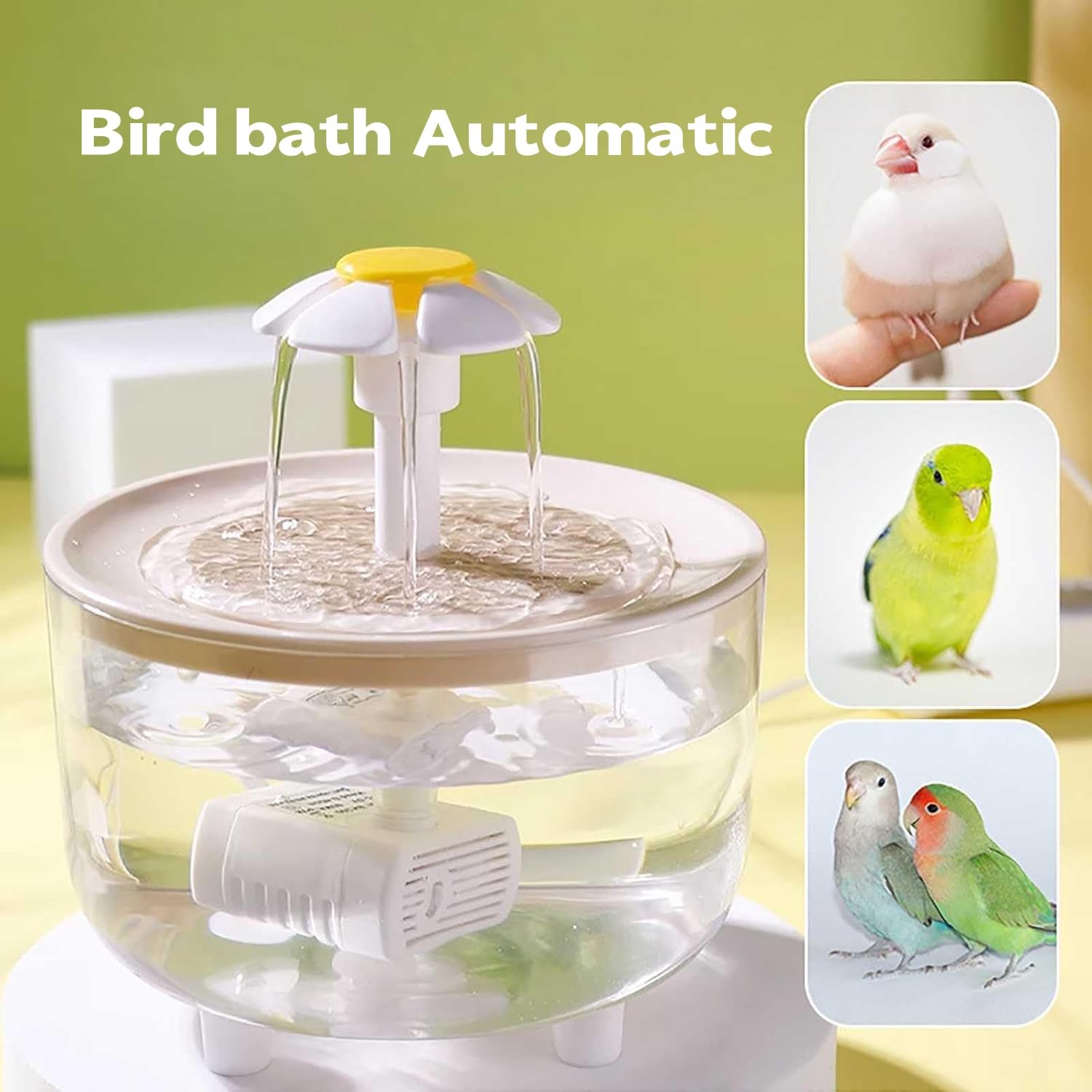 Bagno per uccelli automatico,Uccello doccia alimentato USB con pompa acqua avvolgente, cabina doccia per uccelli, spegnimento automatico a causa della mancanza di acqua, per il bagno di pappagalli