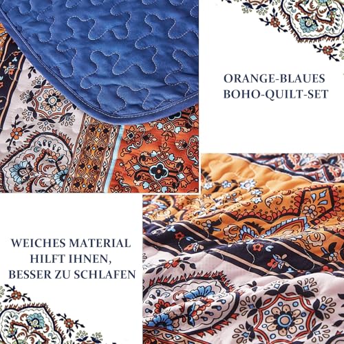 WONGS BEDDING Tagesdecke 240x260 Bettüberwurf Boho Decke Steppdecke 3 Teilig Doppelbett Gesteppt Bettdecke Mikrofaser Wohndecke mit 2… – Ansicht 5