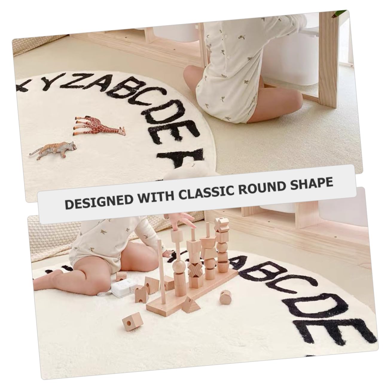 Levemolo Alfombra Diseño de Letras Dormitorio Infantil Redonda para Antideslizante Material de Poliéster Ligero y Clásico, Adecuado para Habitación o Hotel