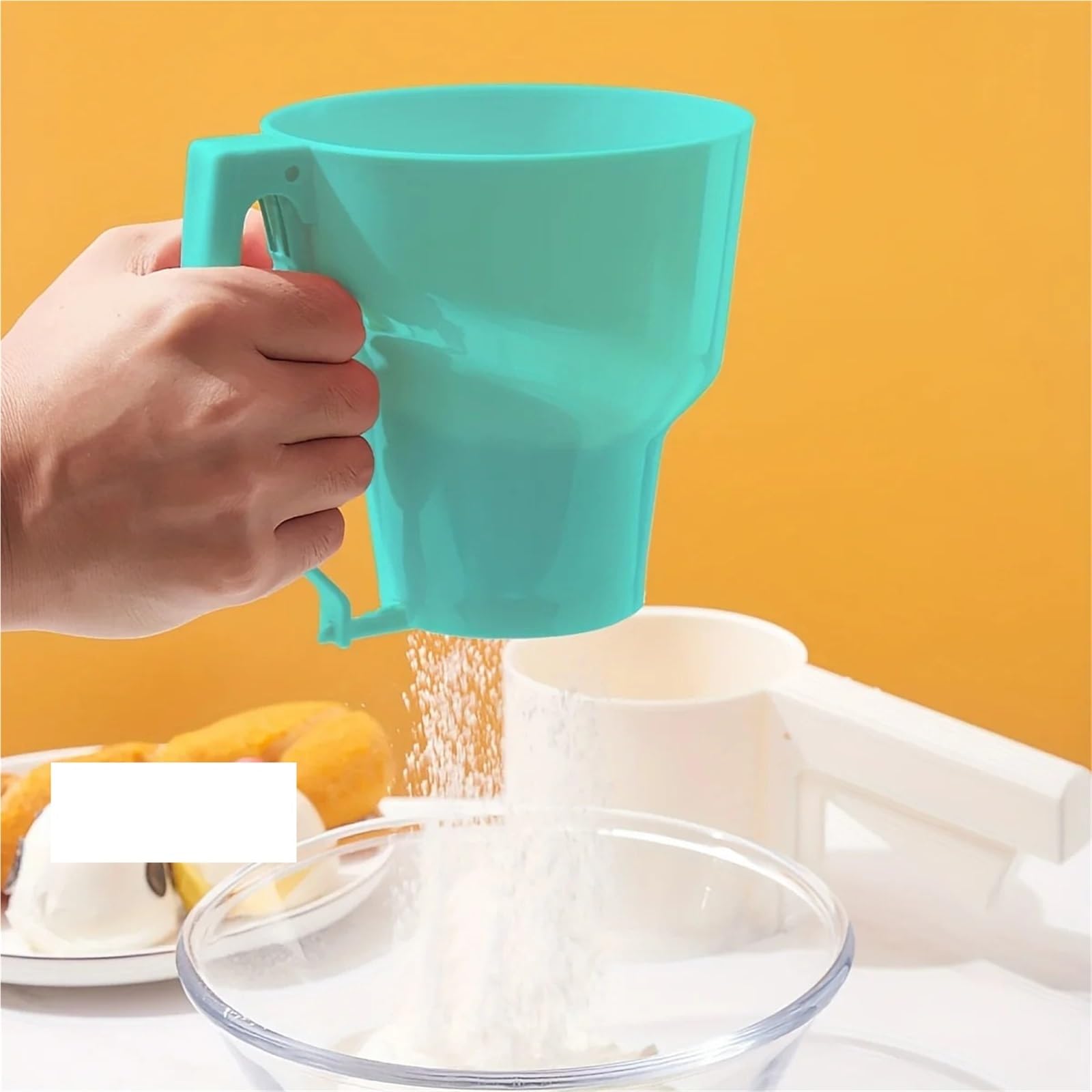 Ręczny zestaw przesiewaczy do mąki – 2 szt. plastikowy shaker do pieczenia i sitko do drobnego proszku idealne narzędzie kuchenne do przesiewania mąki, cukru i kakao - łatwe w użyciu i czyszczeniu