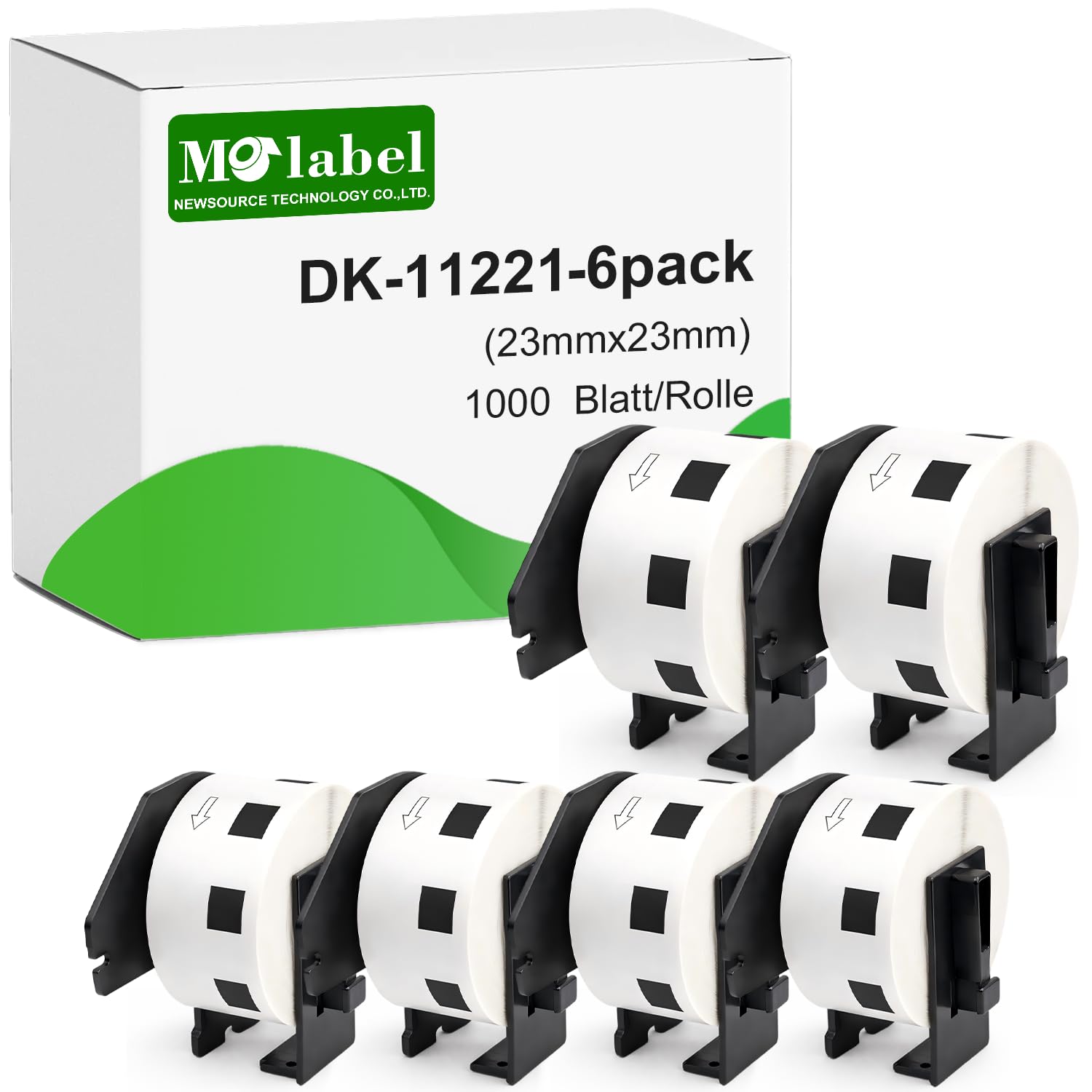 6 rollos de etiquetas compatibles como repuesto para Brother DK-11221 DK 11221, 23 mm x 23 mm, adecuado para QL1050 QL1060N QL500BW QL550 QL560 QL570 QL580N QL700 QL710W QL720NW