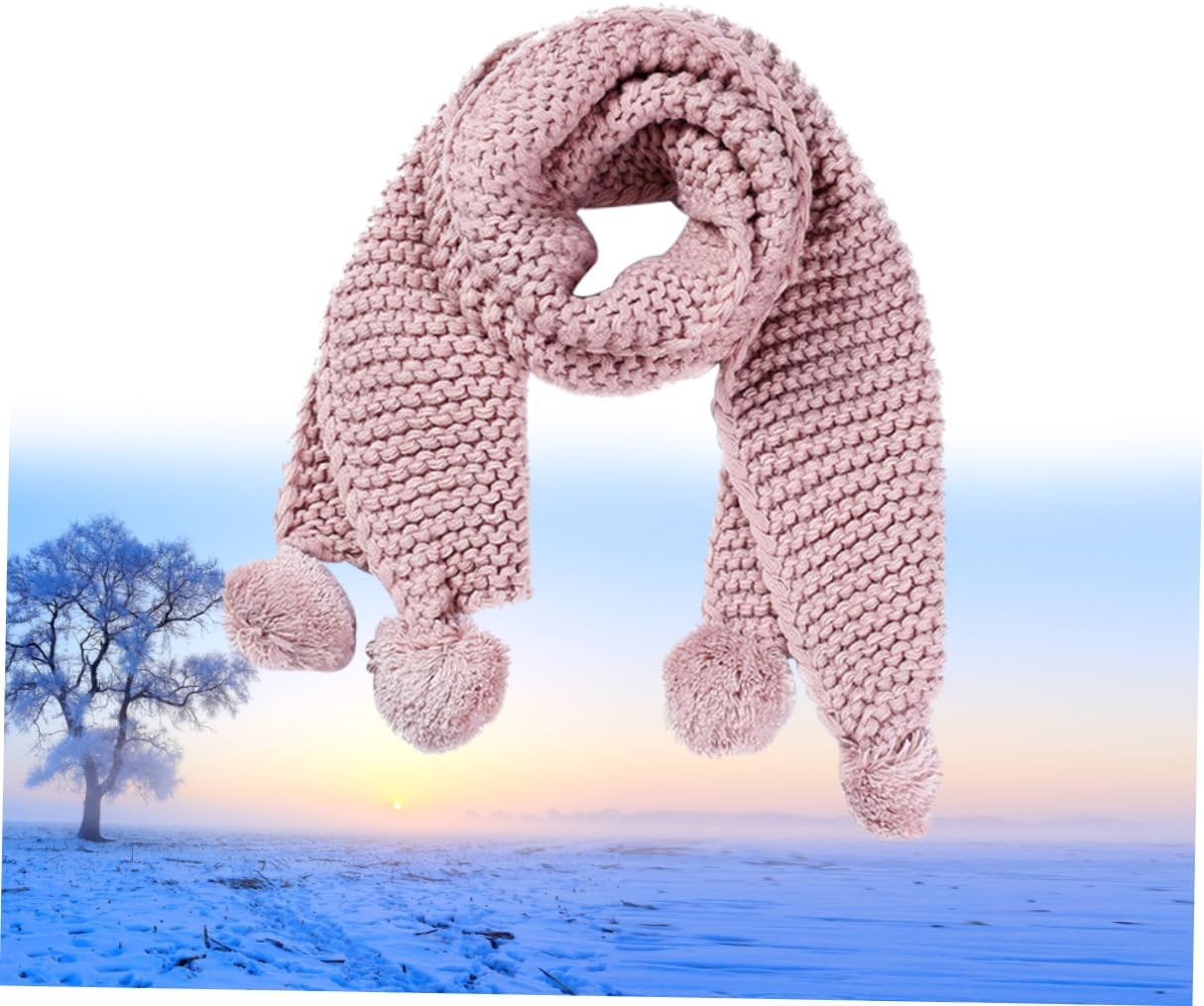 Knitted Boys and Girls Wool Scarf Soft and Warm Baby Shawl Fuzzy Balls for Winter Comfort