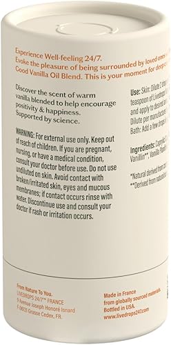 Miniatura 6 de LIVEDROPS 247 Mezcla de aceite de vainilla Well-Feeling Good - Aroma cálido de vainilla - Fabricado en Francia - Puro y natural - Aromaterapia -