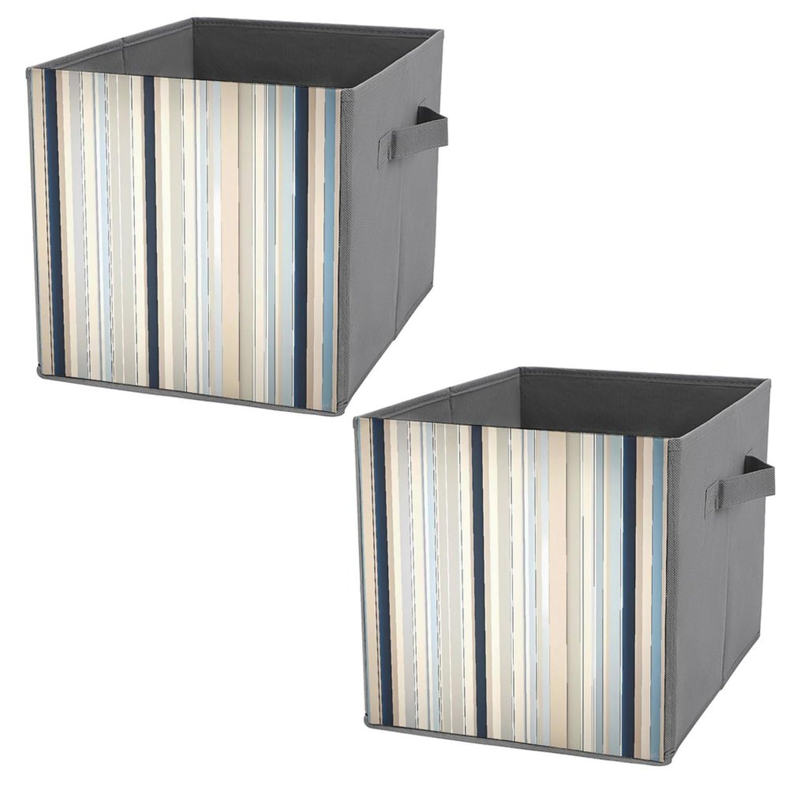 Bacs de rangement pliables avec finitions cuir et motif rayé haut de gamme