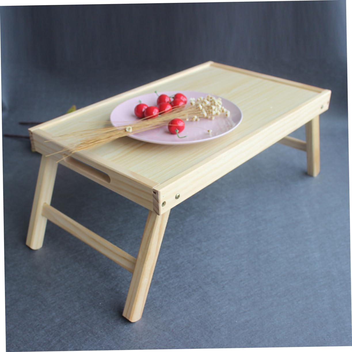 Multifunctional Portable Wood Table Bedside Laptop Desk Foldable Serving Tray for Outdoor Camping