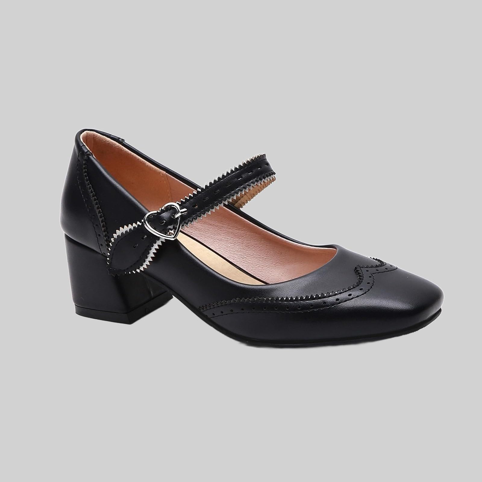 Generisch Mary Jane - Scarpe da donna con tacco medio e punta quadrata, per ufficio, tempo libero, vacanze