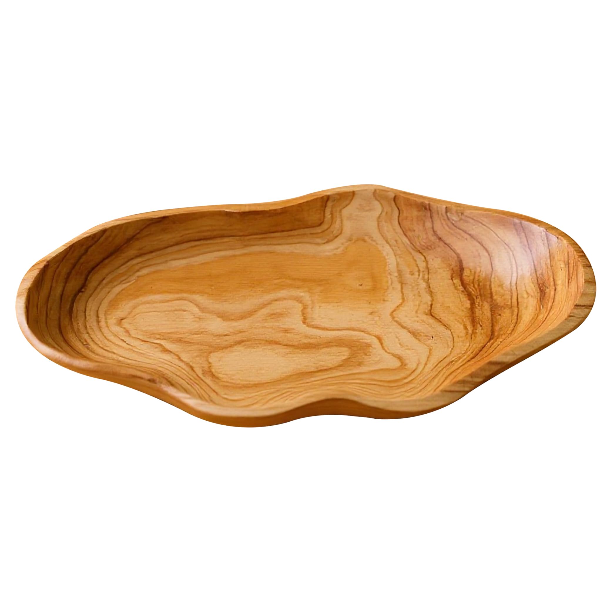 Striegro Wooden Fruit Bowl, Wooden Bowls for Food Serving Platter with Natural Grain Decorative for Snack, Fruits, Candy More, 16x7 Inch..