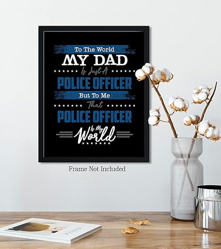 Miniatura 5 de To The World My Dad - Impresiones policiales - Regalos de oficial de policía de hijo o hija - Regalo de héroe de policía - Decoración de pared de