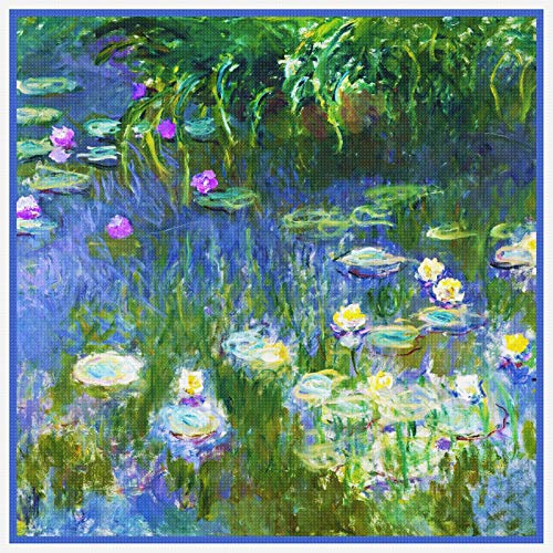 Image of Orenco Originals Monet Counted Cross Stitch Pattern Water Lilies | Finished size will be 14 inch (196 stitches) x 14 inch (196 stitches)