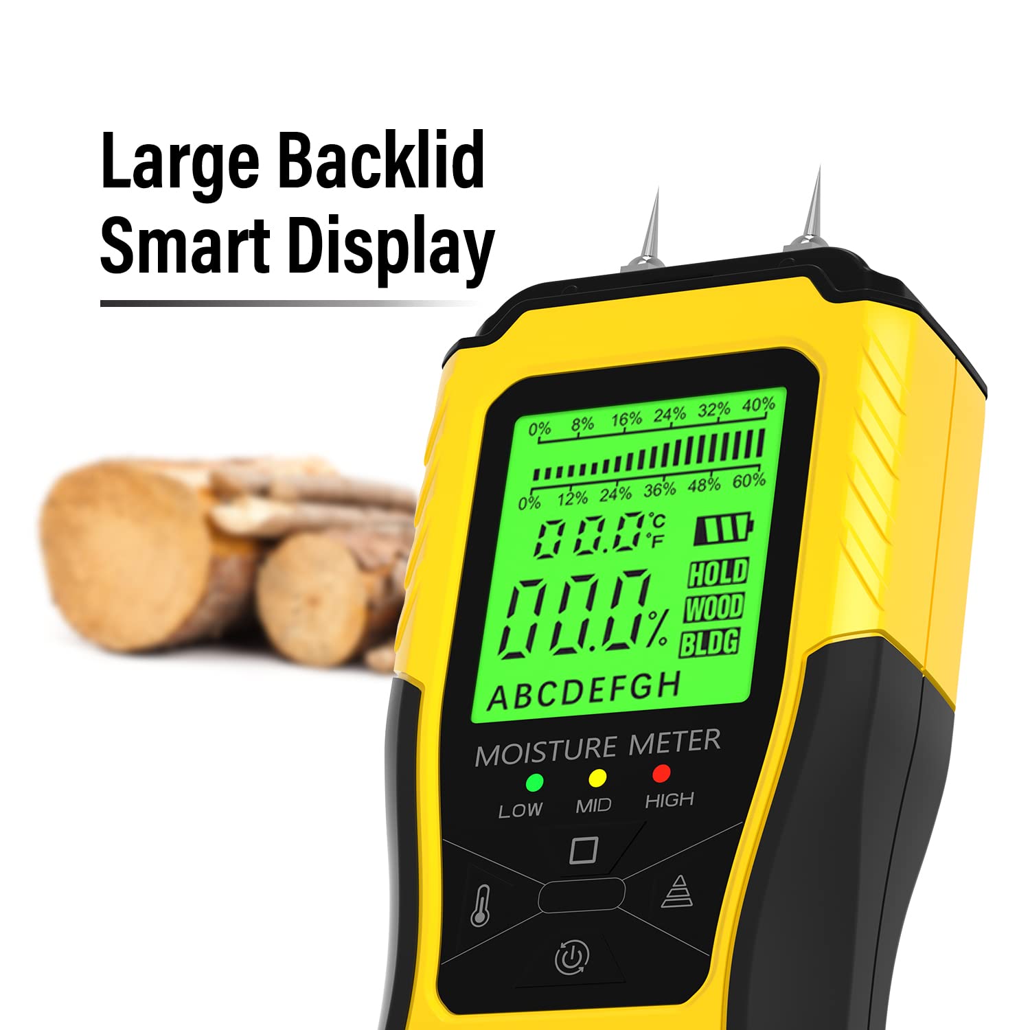 Buy AZUNO Wood Moisture Meter, PinType Wood Humidity Detector with 8