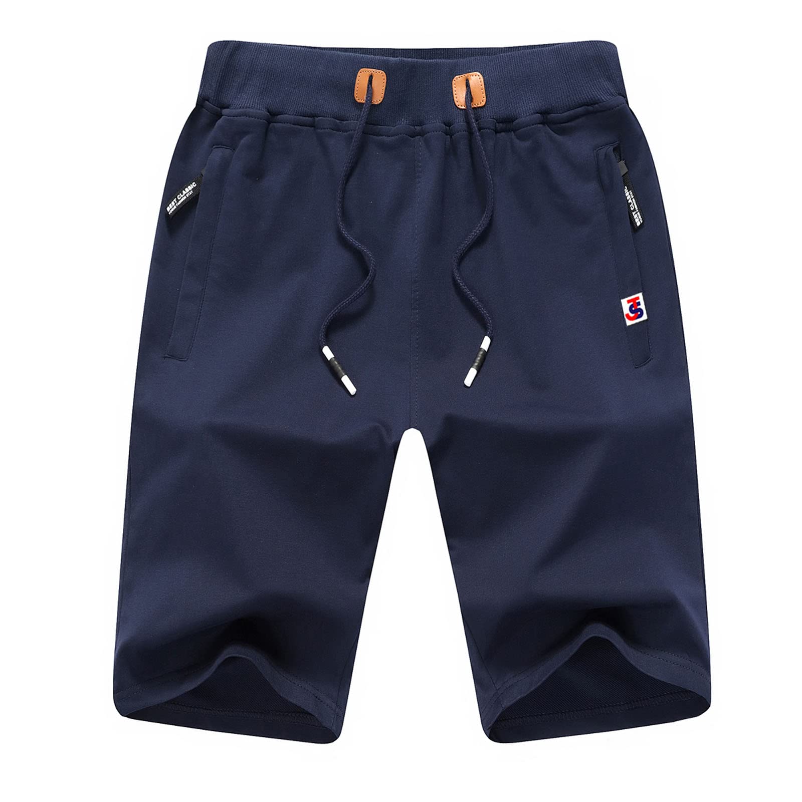 JustSun Sport Shorts Kurze Hosen Herren Baumwolle Mit ReißverschlussTaschen