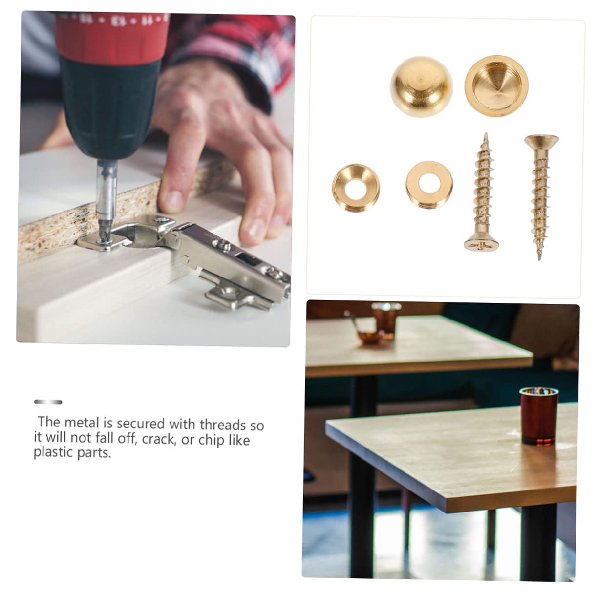 Unomor 16pcs Glass Nail Tapping Decorative Nails Screw Flat Nail Advertising Board Nail Furniture Nail Woodworking Nail Golden Copper