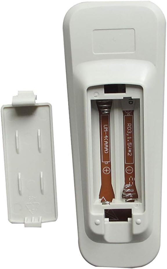 Back of the HCDZ remote control with the battery cover removed, showing two AAA battery slots.