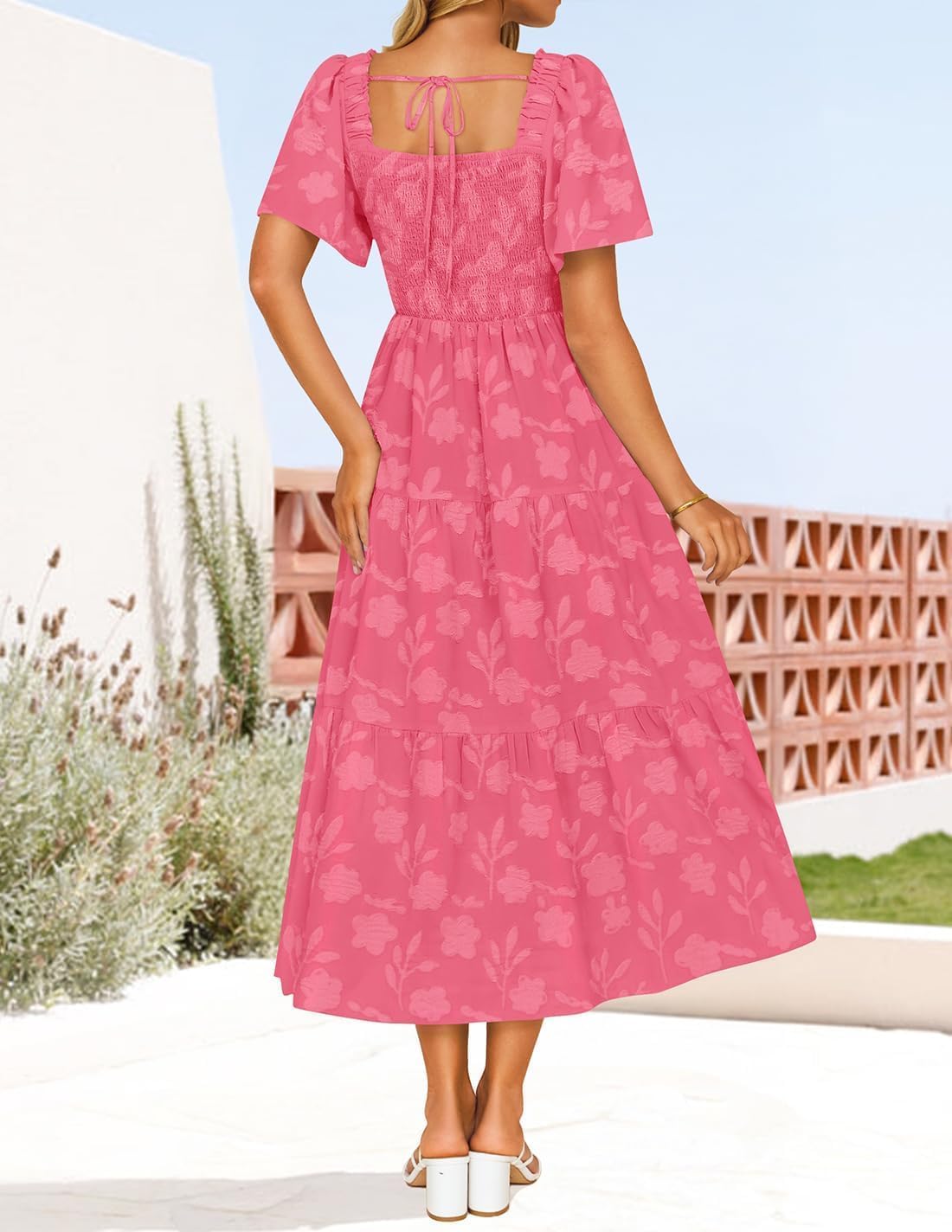 ZESICA Womens Summer Boho Floral Midi Dress 2026 Casual Flowy Beach Vacation Wedding Guest Graduation Long Dresses thumbnail