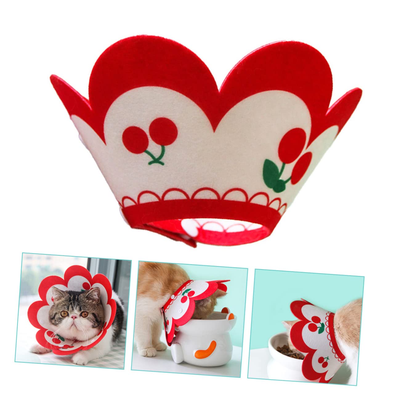 BESPORTBLE 5pezzi Collare Elisabettiano Decorativo Per Gatti Morbido e Traspirante Collare Per Post-operazione Protezione Ferite Misura Media Accessorio Per Animali Domestici Feltro