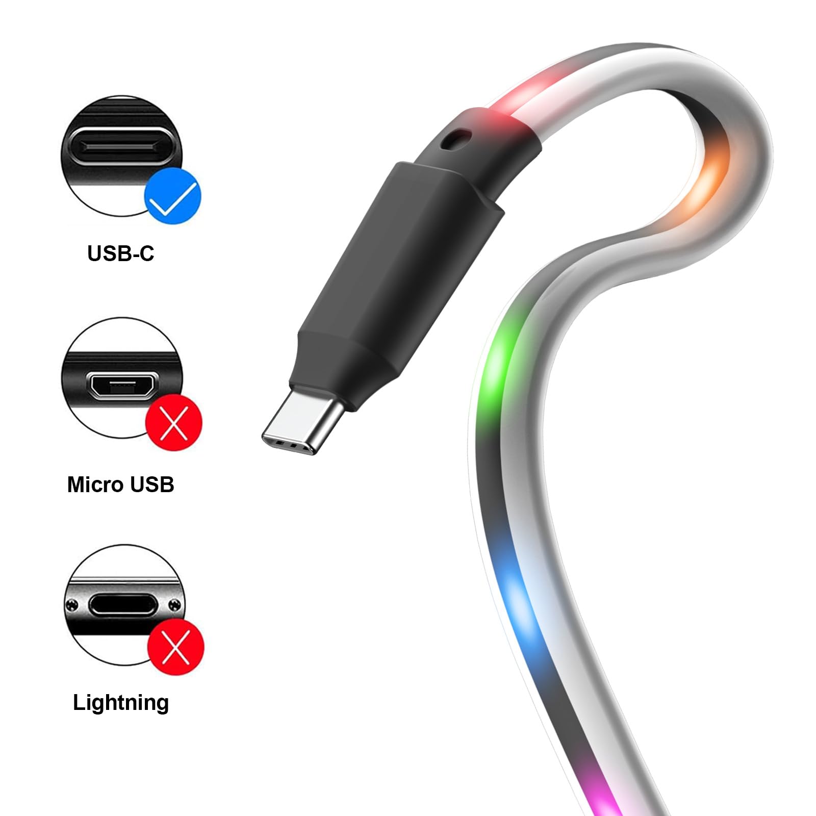 Snapklik.com : Led Light Up Type C Cable Color Changing USB A To USB C ...
