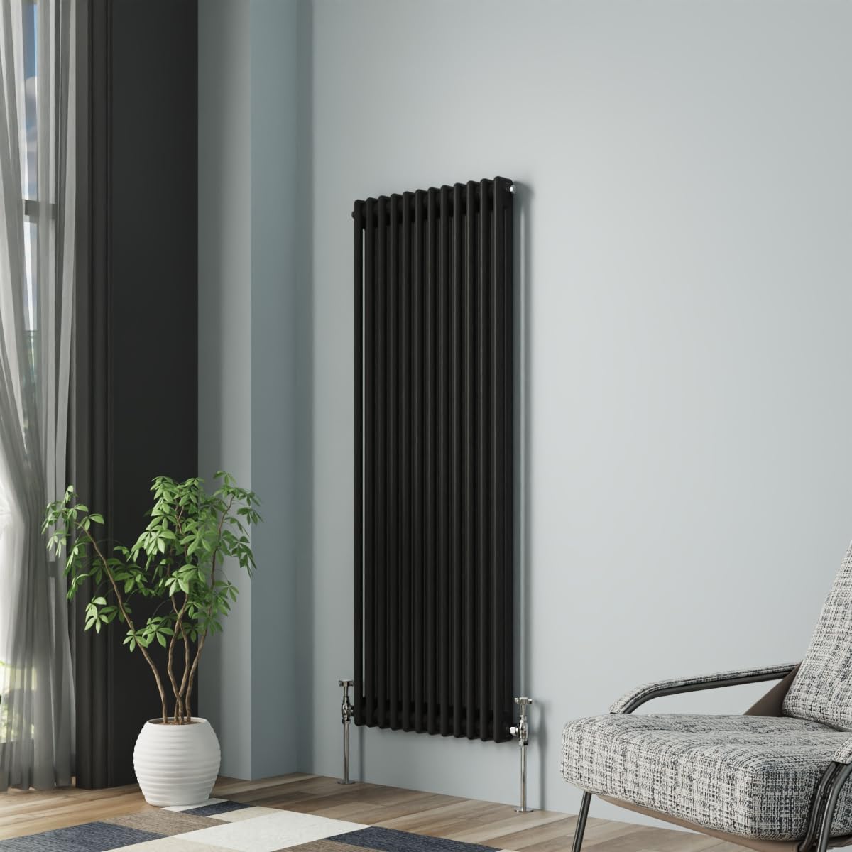 Nrg Black Column Radiator 1500X560mm Double Traditional Cast Iron Style Heater Interior Designer Vertical Bathroom Radiators