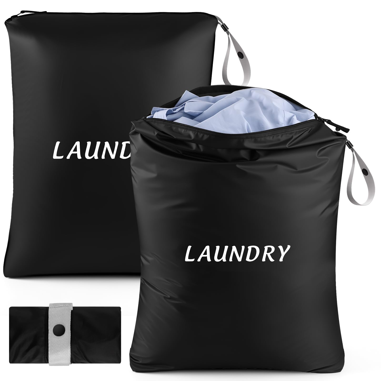 Dntorx 2 Pack Waterproof Travel Laundry Bags with Handle, Wet Bags 45x60cm