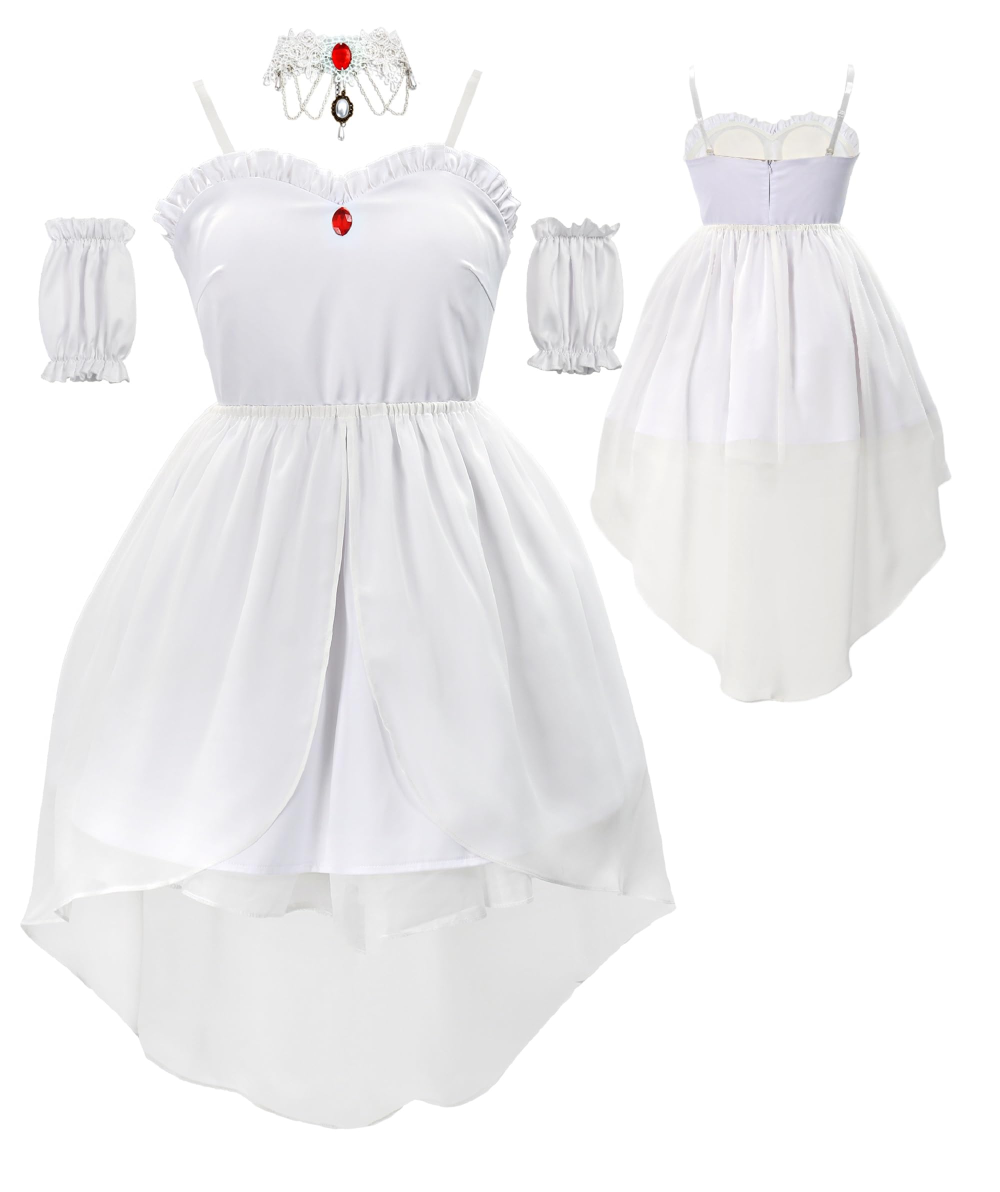 C-ZOFEK Boosette Costume Dress Booette Cosplay Princess White Boo Layered Ballgown Halloween