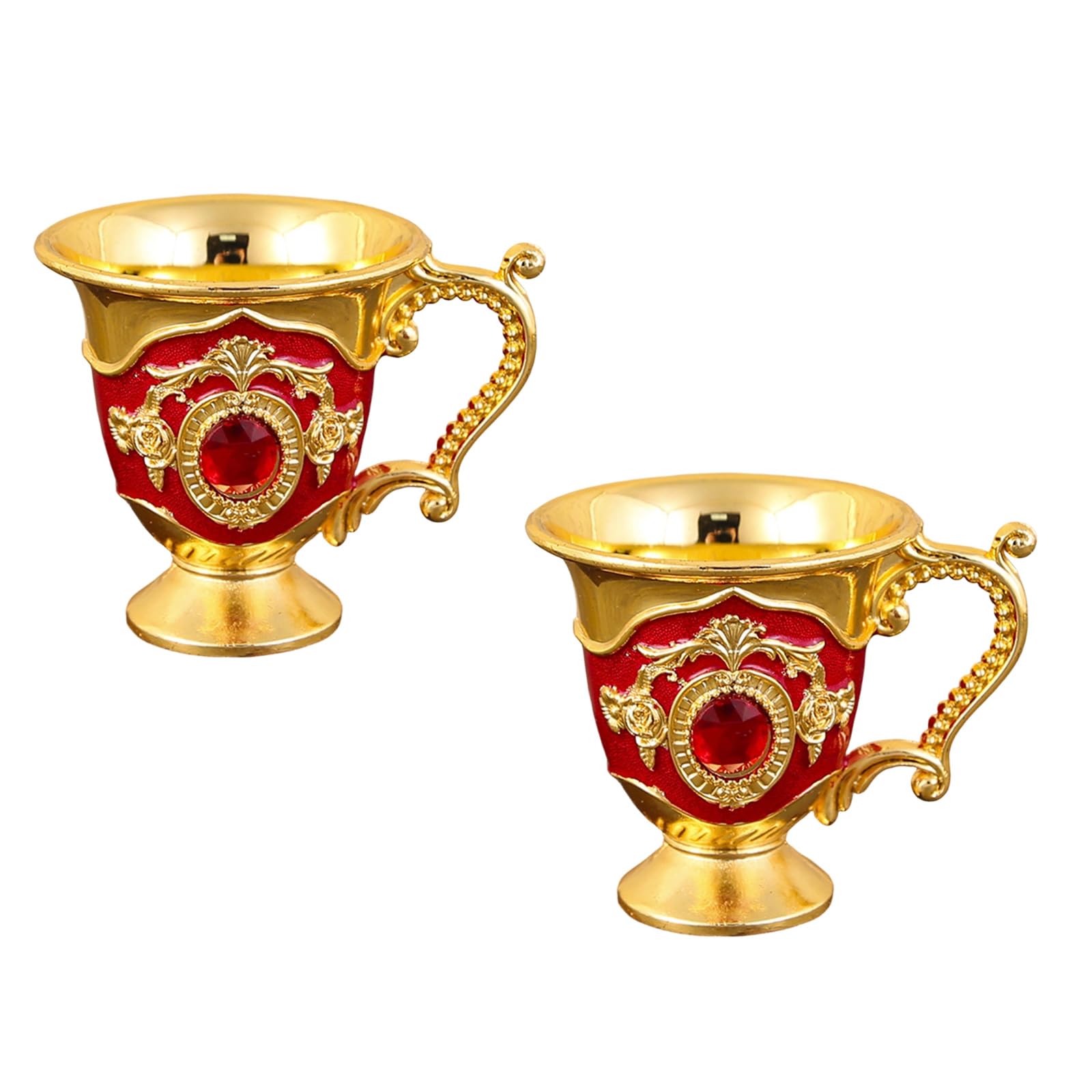 Tsophreniq 2Pieces Retro Zincs Alloys Whiskeys Shot Cups for Cocktails and Gift Traditional Barwares Set
