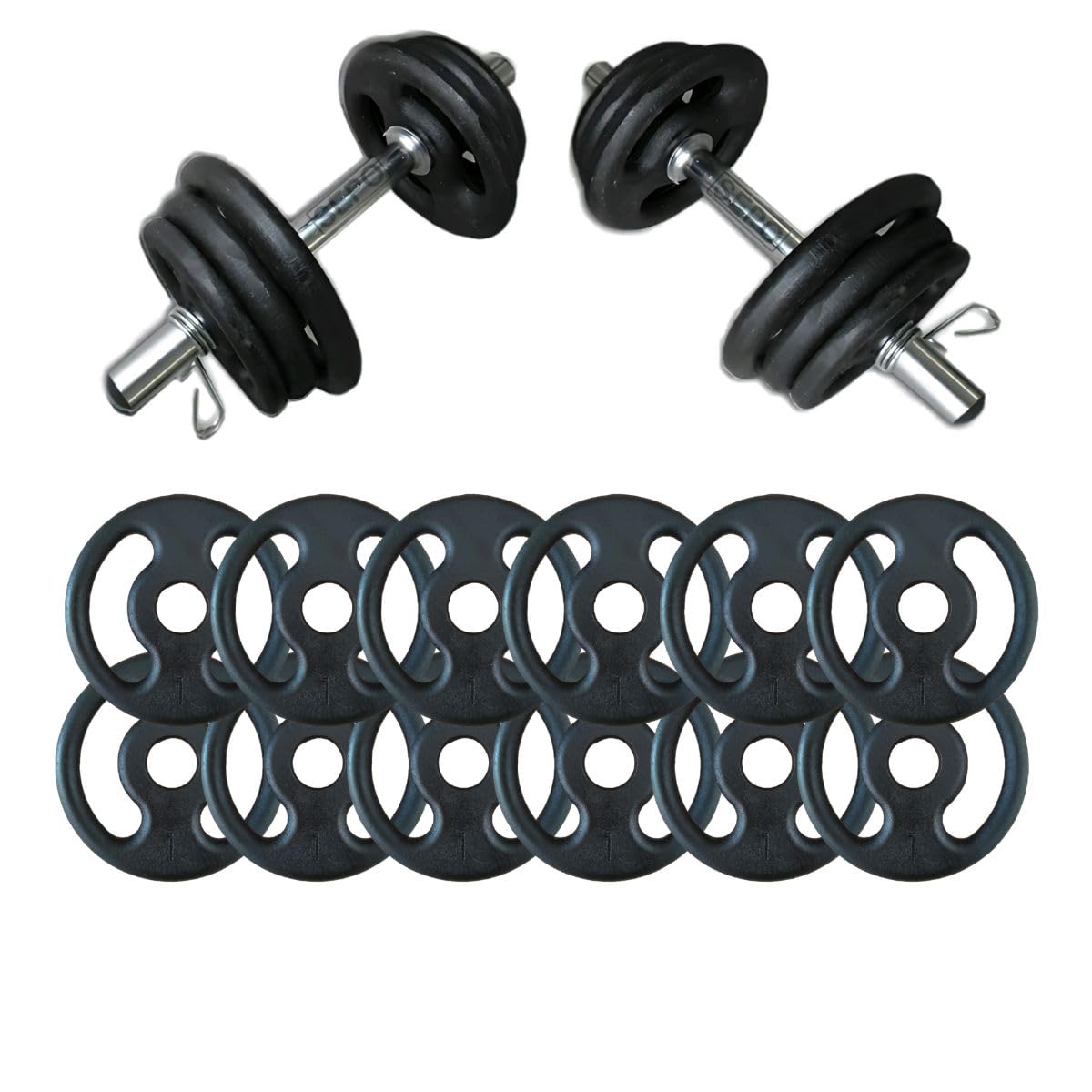 CIUZE Kit de Halteres de Barras Ajustável 40cm com 12kg em Aço Inoxidável Vários Cores